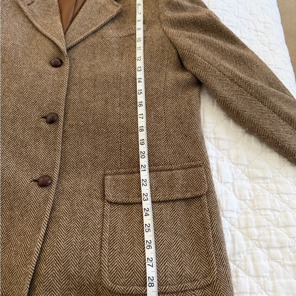 Ralph Lauren Brown Herringbone Wool Blazer with Suede Elbow Patches - Picture 7 of 11